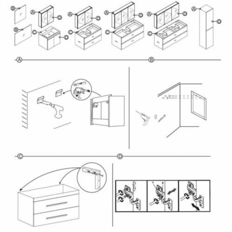 Badmeubelset Differnz The Collection 120x43x61 cm Wit/Zwa...