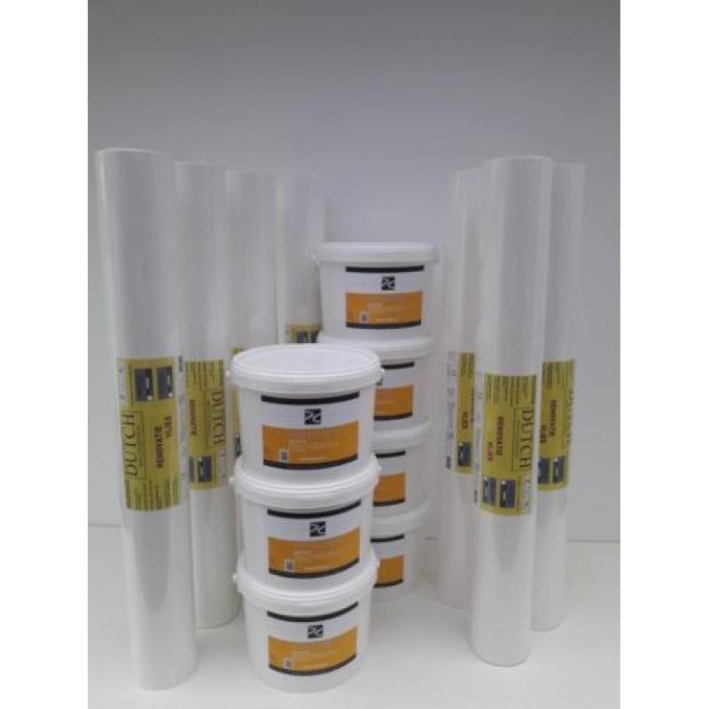 350m2 renovlies behang(glasvezelbehang)160gr + 7 emmers lijm