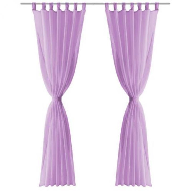 vidaXL Gordijnen voile 140x225 cm lila 2 st