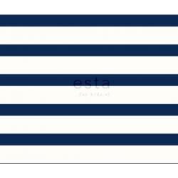 Behang Esta for kids - 1 rol horizontale streep marine blauw