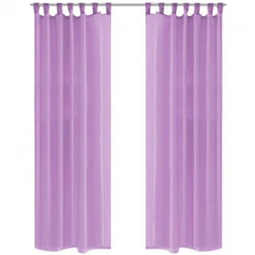 vidaXL Gordijnen voile 140x225 cm lila 2 st