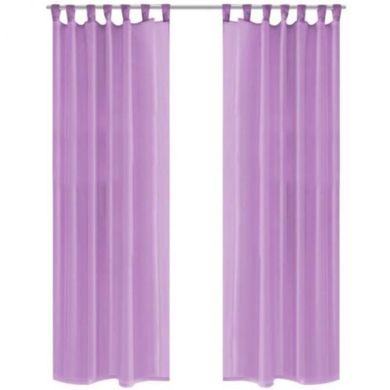 vidaXL Gordijnen voile 140x225 cm lila 2 st