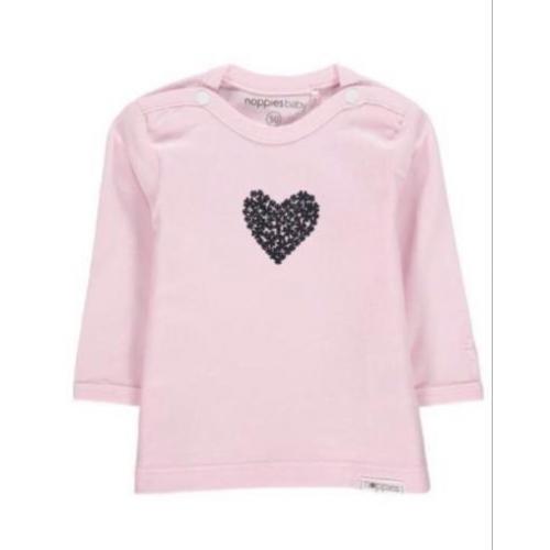 Noppies lichtroze longsleeve met hartopdruk - maat 50