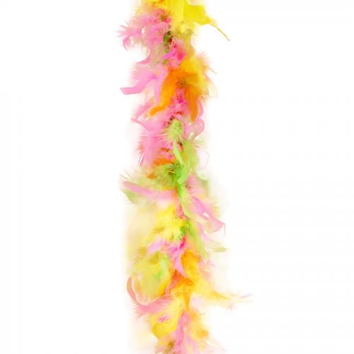 Carnaval verkleed boa met veren - geel/roze - 200 cm - 45 gram - Glitter and Glamour